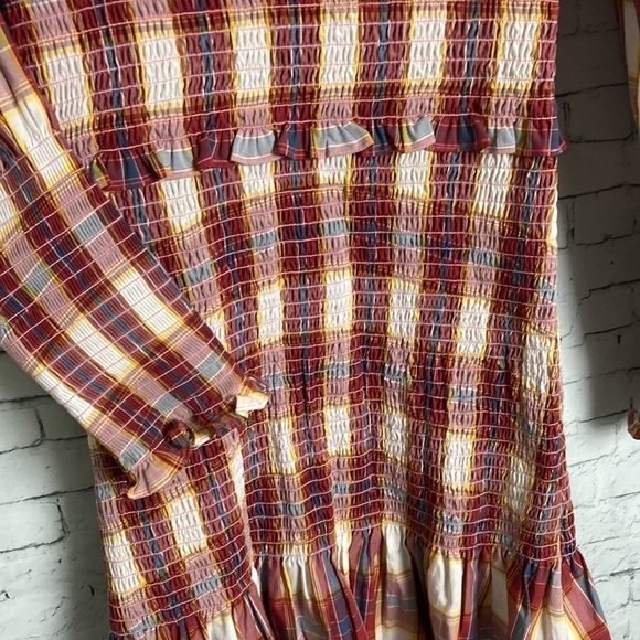 Something Navy Blanche Smocked Plaid Midi Dress Small NWOT Preppy Classic - Picture 8 of 16